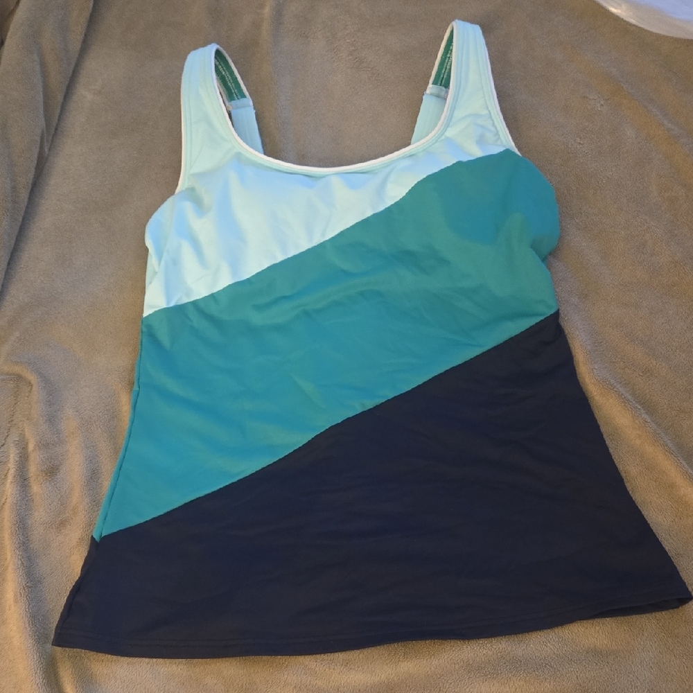 CLEARANCE Lands' End Women's Blue Colorblock Tankini Top*